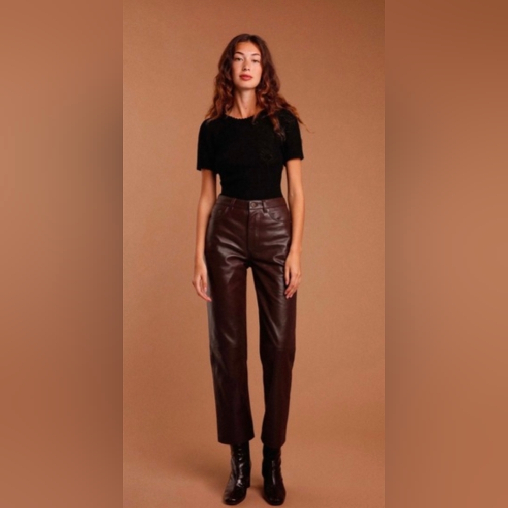Rouje Brown Chocolate Marais Leather Pants Size 34